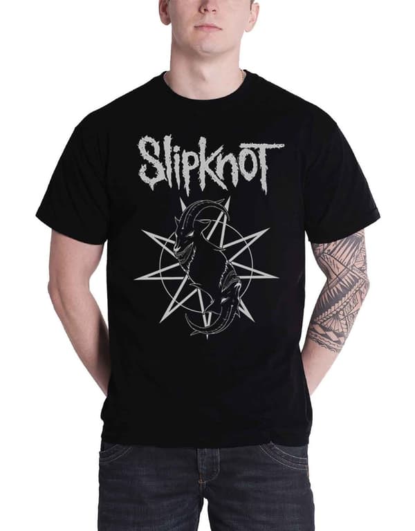 Slipknot T Shirt mens Goat Star band Logo gray chapter Official Black