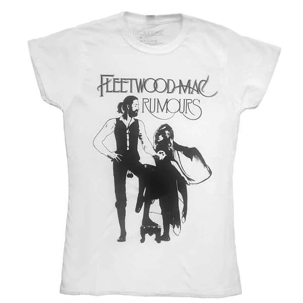 Fleetwood Mac T Shirt Rumours Band Logo Official Womens Skinny Fit White