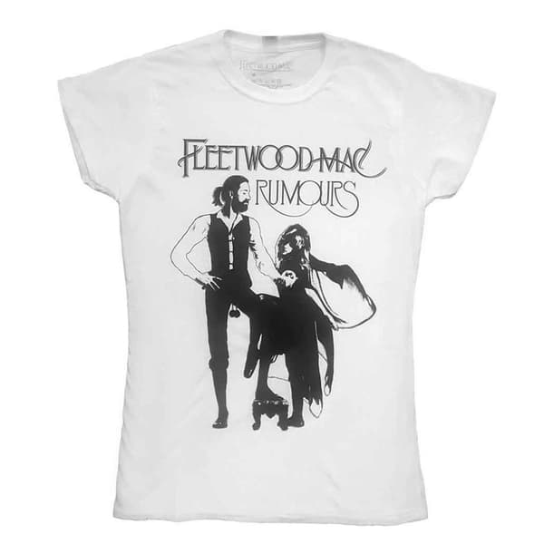 Fleetwood Mac T Shirt Rumours Band Logo Official Womens Skinny Fit White White XS