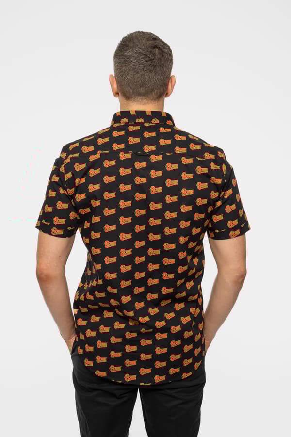David Bowie Casual Shirt Logo Pattern Repeat Logo Official Mens Black