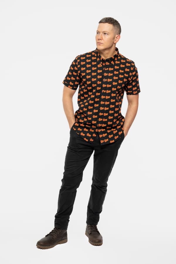 David Bowie Casual Shirt Logo Pattern Repeat Logo Official Mens Black