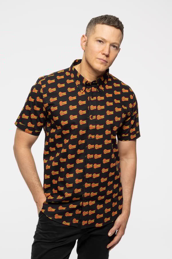 David Bowie Casual Shirt Logo Pattern Repeat Logo Official Mens Black