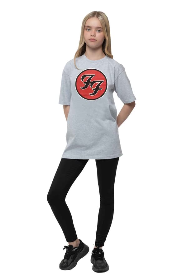 Foo Fighters Kids T Shirt FF Band Logo Official Heather Grey Ages 3-14 Yrs
