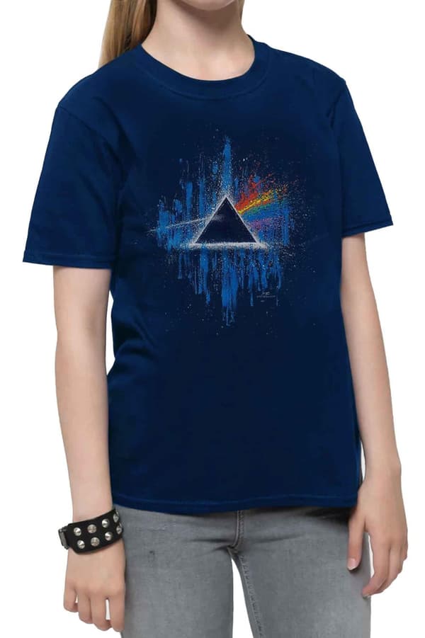 Pink Floyd Kids T Shirt Dark Side of The Moon Blue Splatter Official Ages 3-12