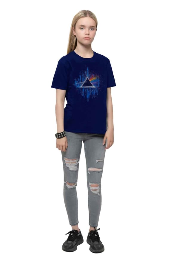 Pink Floyd Kids T Shirt Dark Side of The Moon Blue Splatter Official Ages 3-12