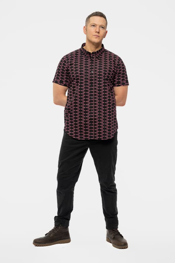 Pink Floyd Casual Shirt Courier Pattern Repeat Band Logo Official Mens Black