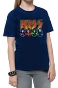 Miniatyrbild 3 av 4: KISS Kids T Shirt Faces and Icons Band Logo Official Navy Blue Ages 3-14 Yrs