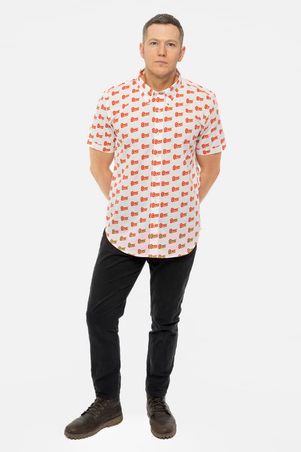 David Bowie Casual Shirt Logo Pattern Repeat Logo Official Mens White