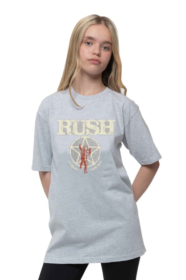 Rush Kids T Shirt American Tour 1977 Logo Official Sport Grey Ages 5-13 Yrs