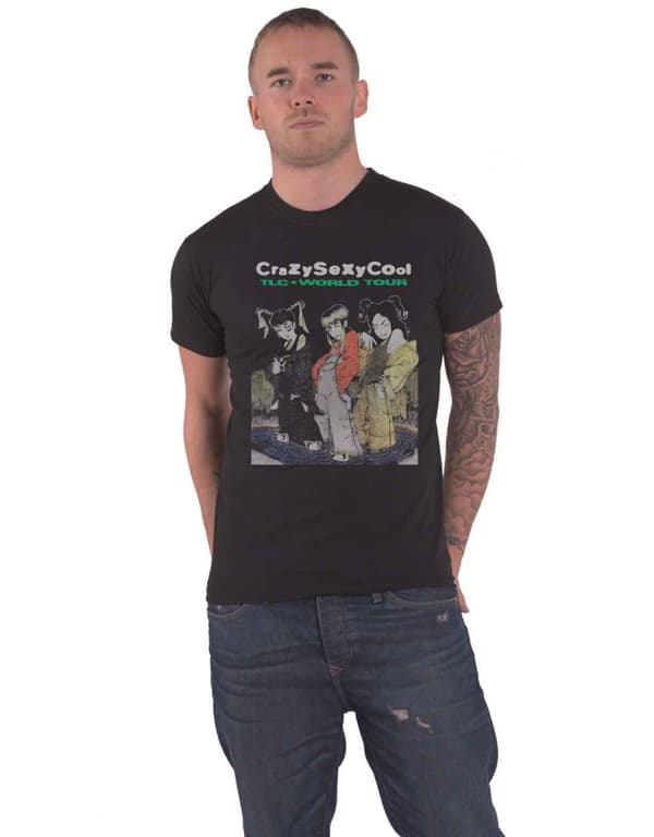 TLC T Shirt Crazy Sexy Cool World Tour Official Unisex Black Black S