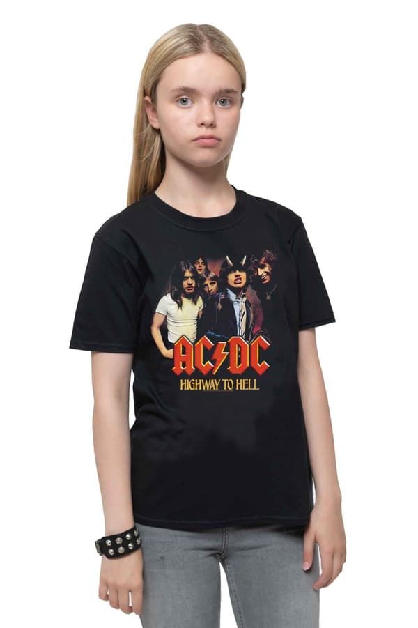 AC/DC Kids T Shirt Highway To Hell Group Official Black Ages 5-13 yrs Black Small (5/6 Yrs)
