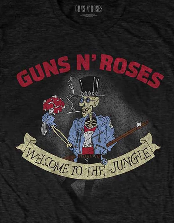 Guns N' Roses T Shirt Skeleton Vintage Band Logo Official Mens Black