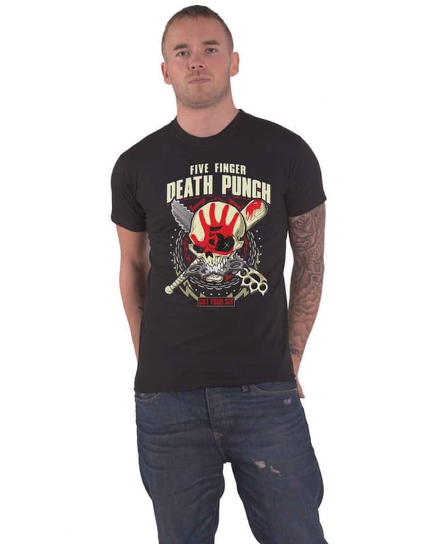 Five Finger Death Punch T Shirt Zombie Kill Band Logo Official Mens Black