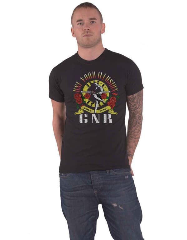 Guns N' Roses T Shirt Use Your Illusion World Tour Official Mens Black Black L