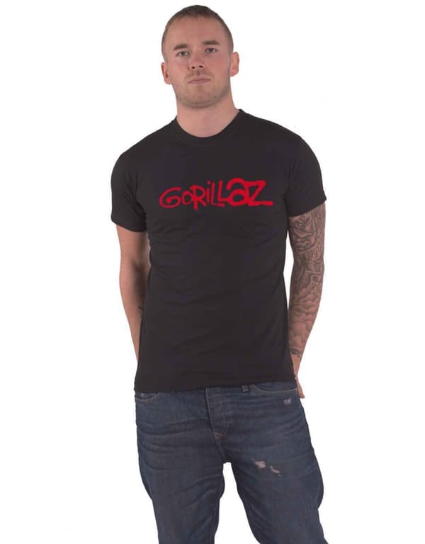 Gorillaz T Shirt Band Logo Official Mens Black
