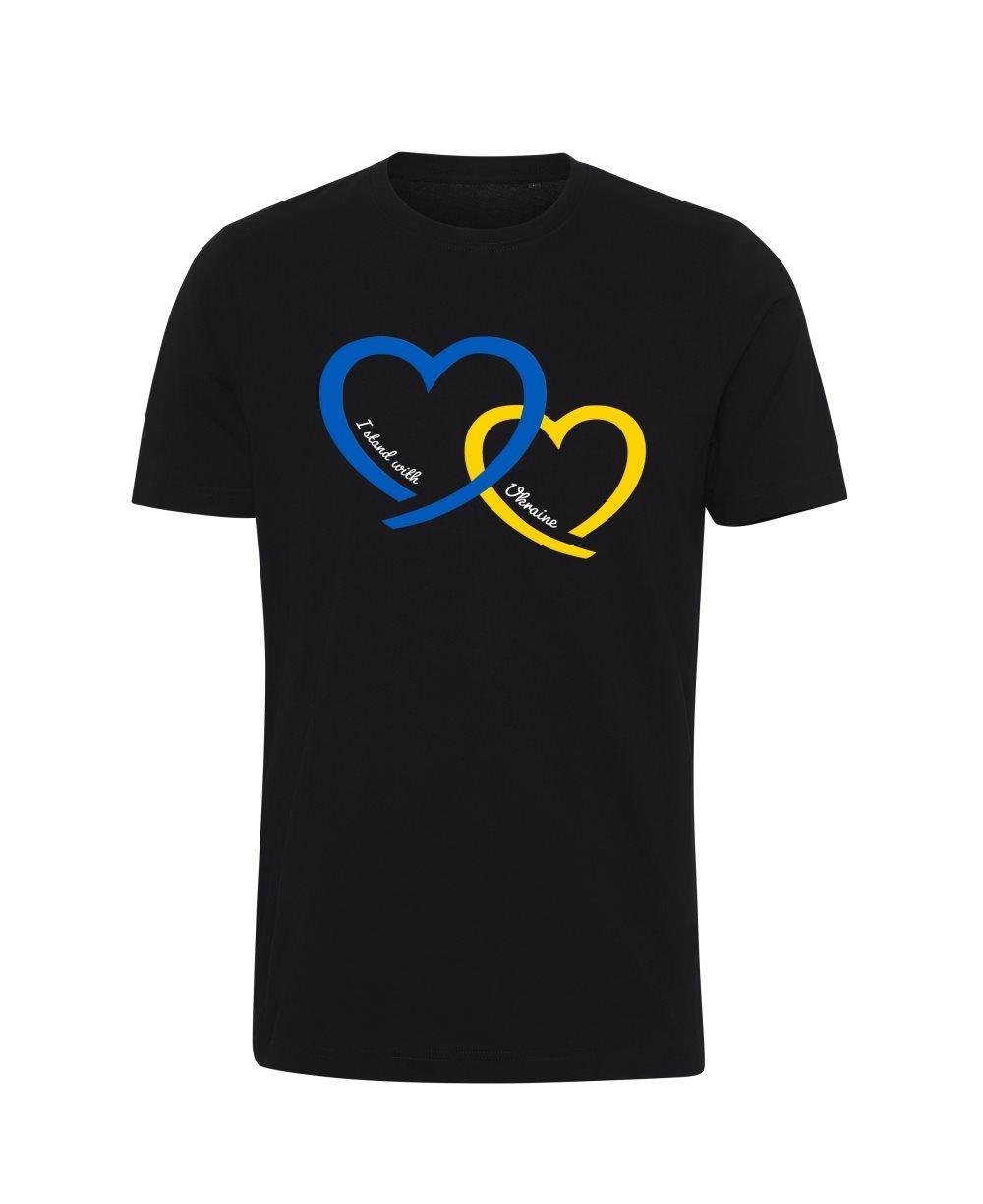 T-shirt, ukrainsk flagga, jag stöder Ukraina, hjärta, svart