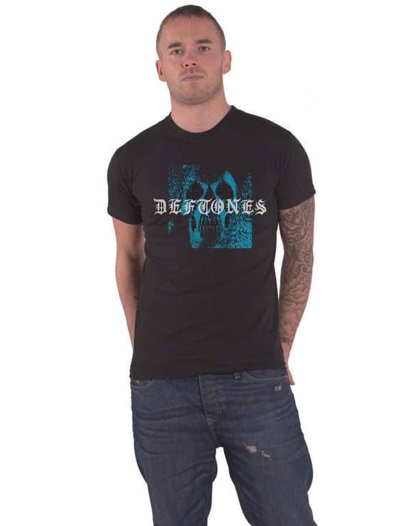 Deftones T Shirt Static Skull Band Logo Official Mens Black