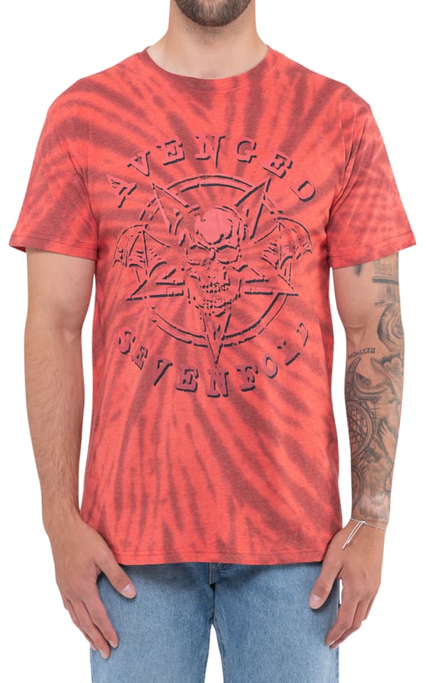Avenged Sevenfold T Shirt Pent Up Band Logo Official Unisex Red Dip Dye