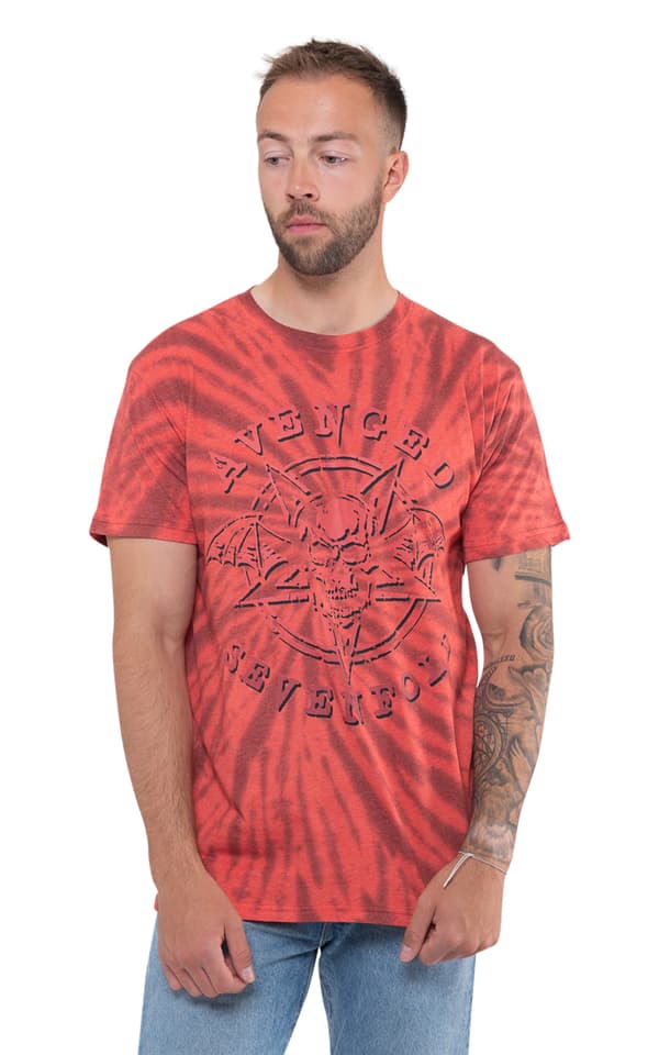 Avenged Sevenfold T Shirt Pent Up Band Logo Official Unisex Red Dip Dye