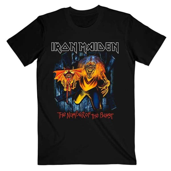 Iron Maiden T Shirt Number of the Beast Eddie Panel Burst Official Mens Black