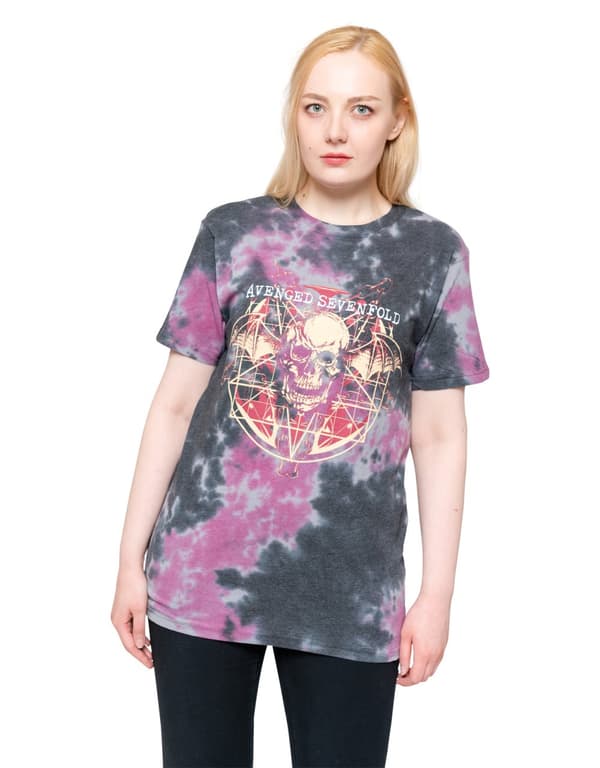 Avenged Sevenfold T Shirt Ritual Band Logo Official Unisex Grey Dip Dye