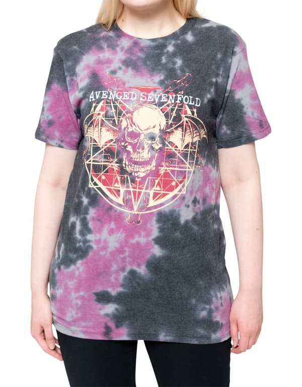 Avenged Sevenfold T Shirt Ritual Band Logo Official Unisex Grey Dip Dye