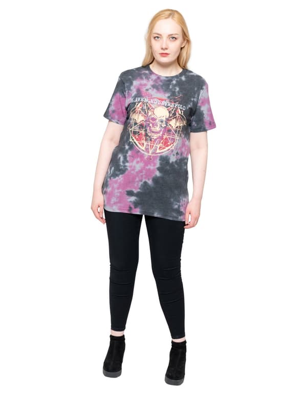 Avenged Sevenfold T Shirt Ritual Band Logo Official Unisex Grey Dip Dye