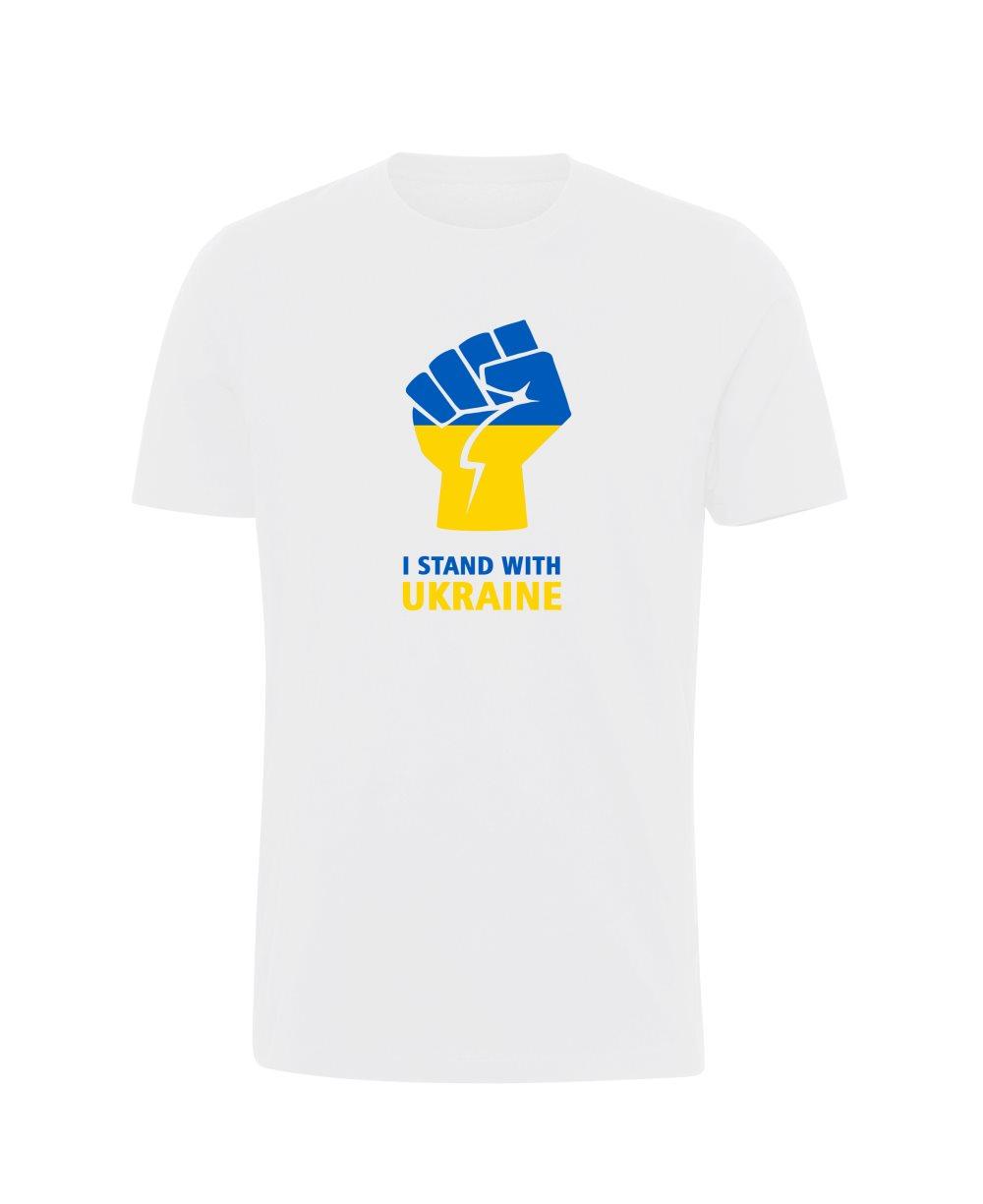 T-shirt, ukrainsk flagga, jag stöder Ukraina, soliaritet, vit