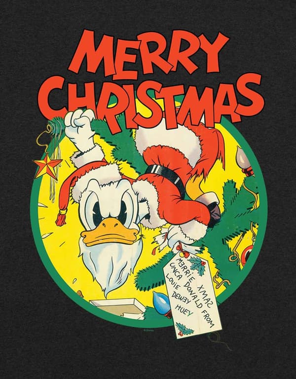 Donald Duck T Shirt Merry Duckmas Official Disney Unisex Black