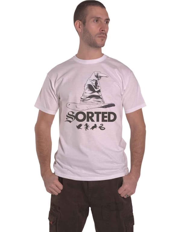 Harry Potter T Shirt Sorting Hat Logo Official Unisex White White XXL