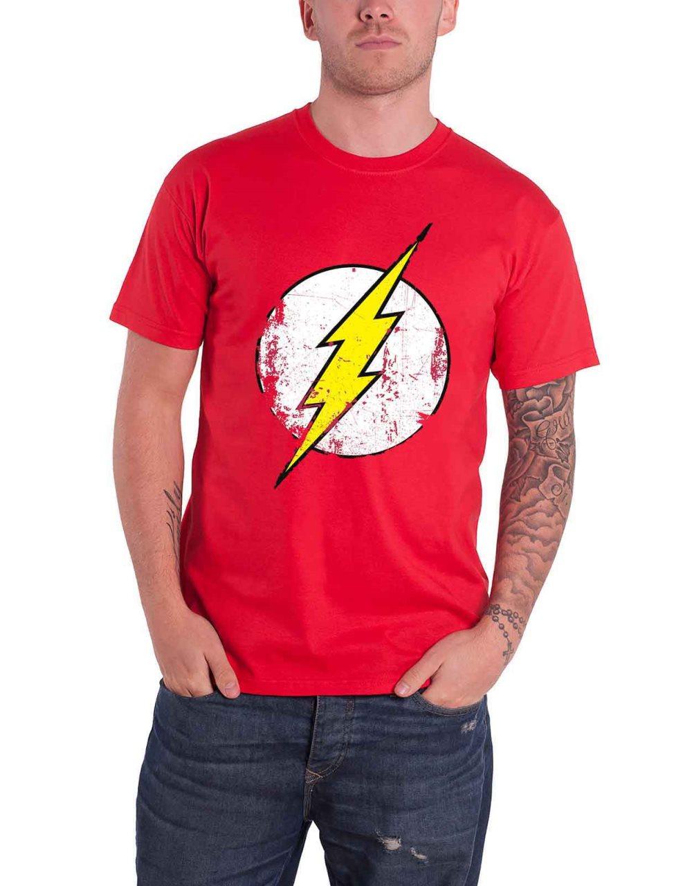 The Flash T Shirt Distressed Logo Official DC Originals Mens Red