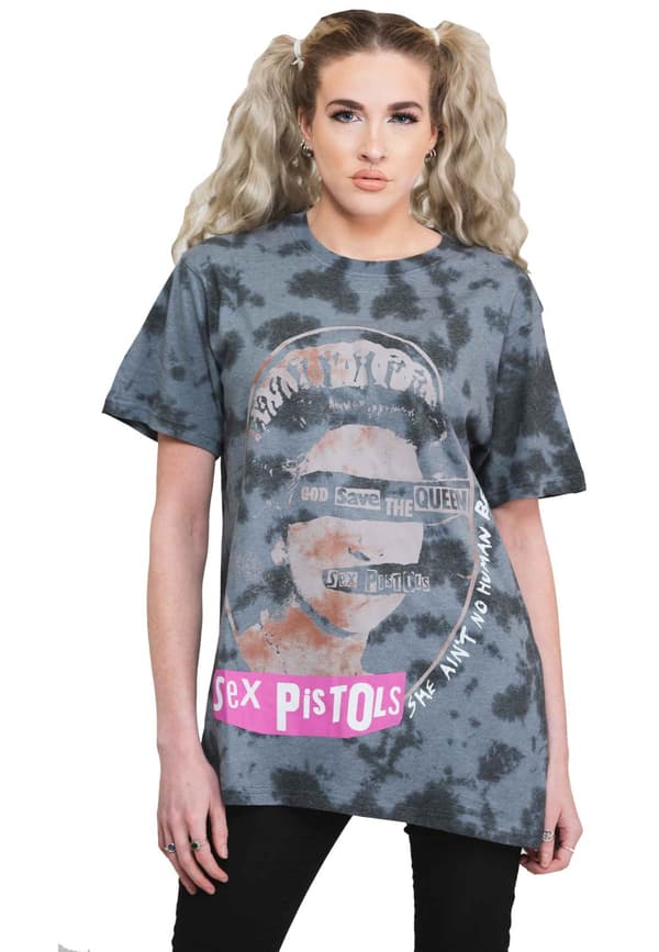 Sex Pistols T Shirt God Save The Queen Band Logo Official Unisex Dip Dye Black