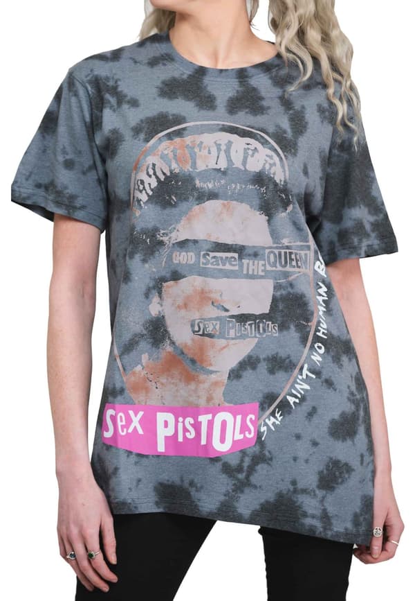 Sex Pistols T Shirt God Save The Queen Band Logo Official Unisex Dip Dye Black