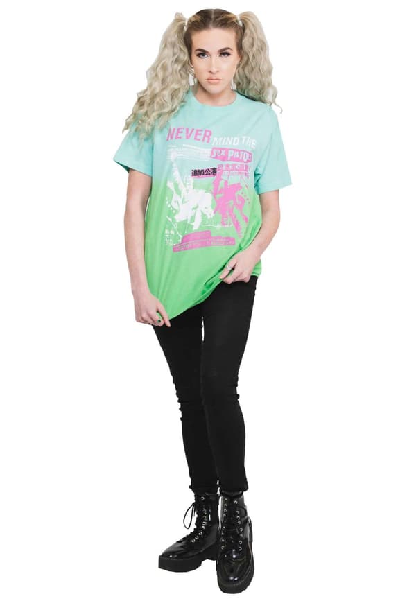 Sex Pistols T Shirt NMTB Japan Flyer Band Logo Official Unisex Dip Dye Green