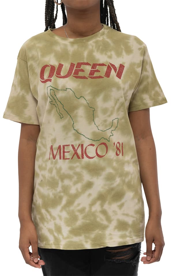 Queen T Shirt Mexico 81 Tour Band Logo Official Unisex Dip Dye Sand
