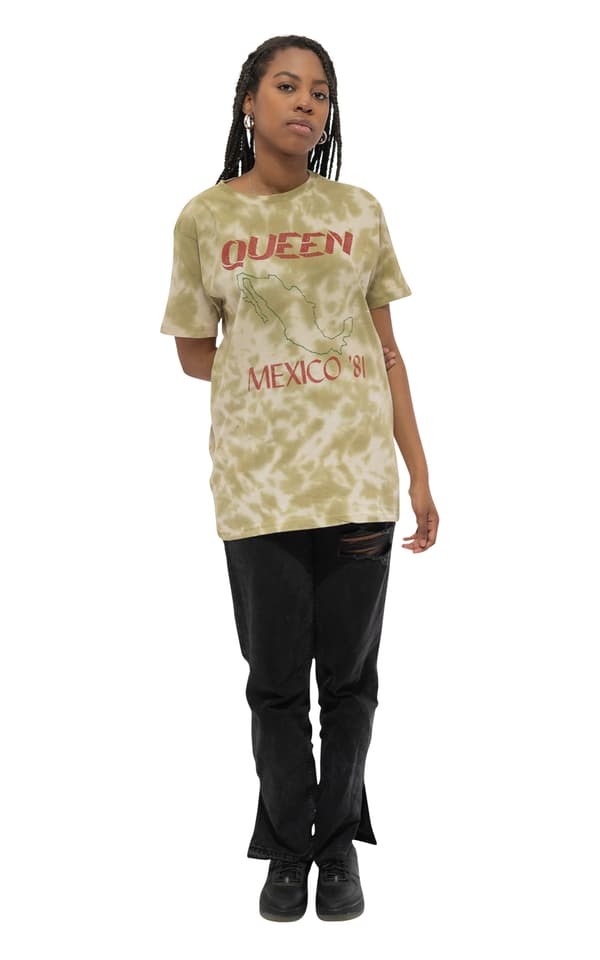 Queen T Shirt Mexico 81 Tour Band Logo Official Unisex Dip Dye Sand