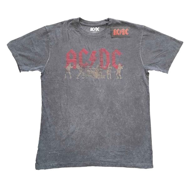 AC/DC T Shirt Vintage Silhouettes Official Unisex Snow Wash Charcoal Grey Charcoal S