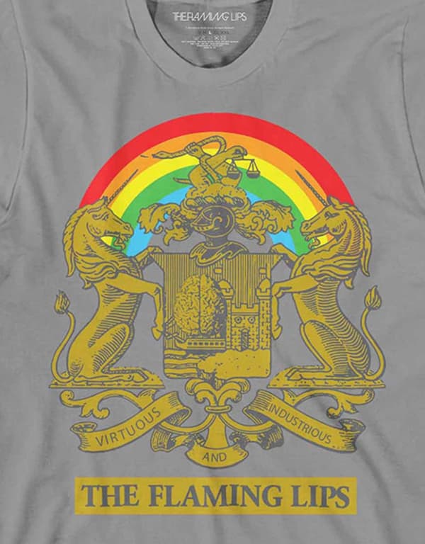 The Flaming Lips T Shirt Virtuous Industrious Band Logo Official Mens Grey