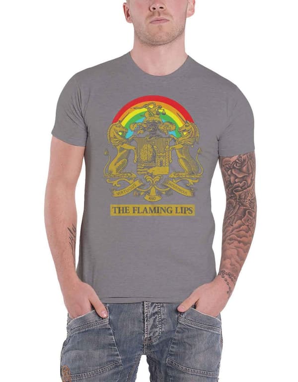 The Flaming Lips T Shirt Virtuous Industrious Band Logo Official Mens Grey Grey XL