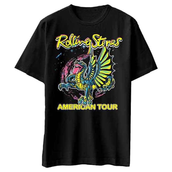 The Rolling Stones T Shirt American Tour Dragon Band Logo Official Mens Black