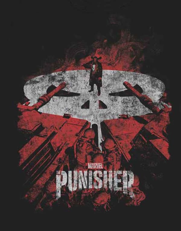 Punisher T Shirt Red Tanks Official Marvel Comics Mens Black