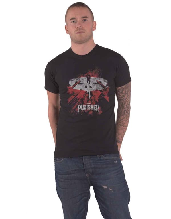 Punisher T Shirt Red Tanks Official Marvel Comics Mens Black Black XXL