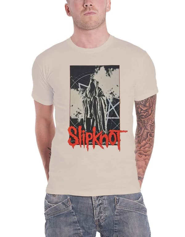 Slipknot T Shirt Sid Photo Band Logo Back Print Official Mens Sand Sand L