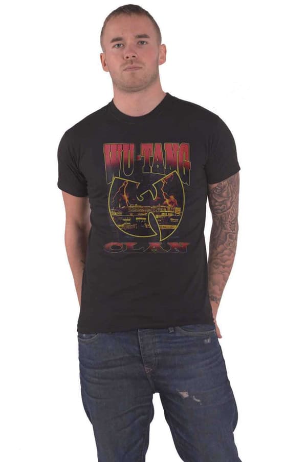 Wu-Tang Clan T Shirt Lightning Infill W Band Logo Official Mens Black Black XL