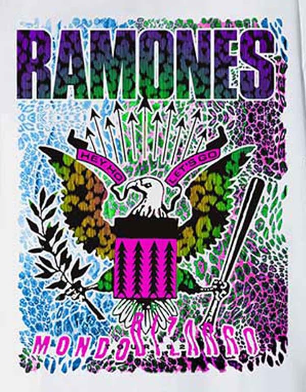 Ramones T Shirt Mondo Bizarro Animal Skin Band Logo Official Mens White