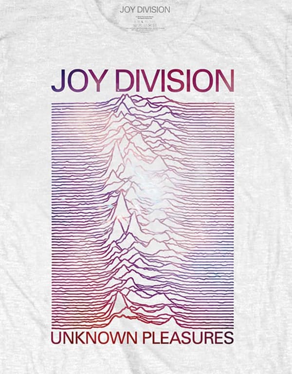 Joy Division T Shirt Space Unknown Pleasures Gradient Logo Official Mens White