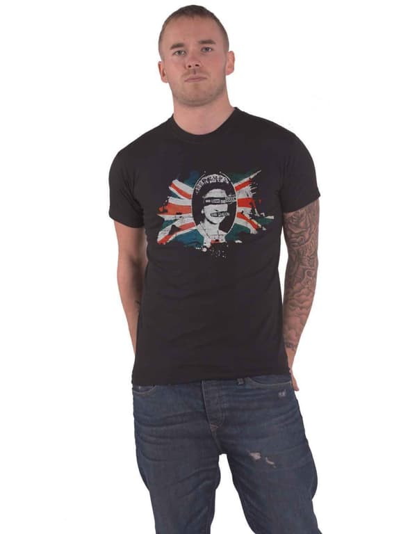 The Sex Pistols T Shirt God Save The Queen Flag Band Logo Official Mens Black Black L