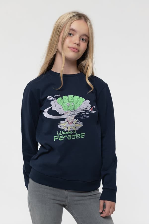 Green Day Kids Sweatshirt Welcome to Paradise Band Logo Official Blue