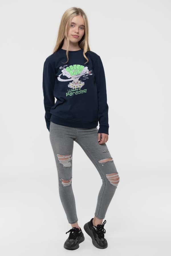 Green Day Kids Sweatshirt Welcome to Paradise Band Logo Official Blue