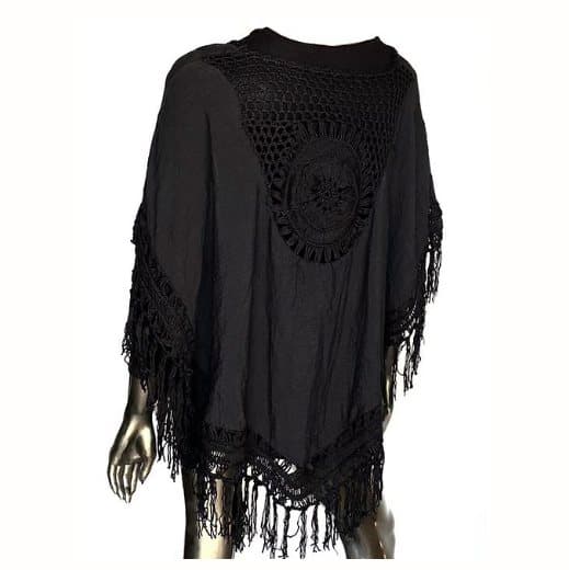 Svart poncho - broderad